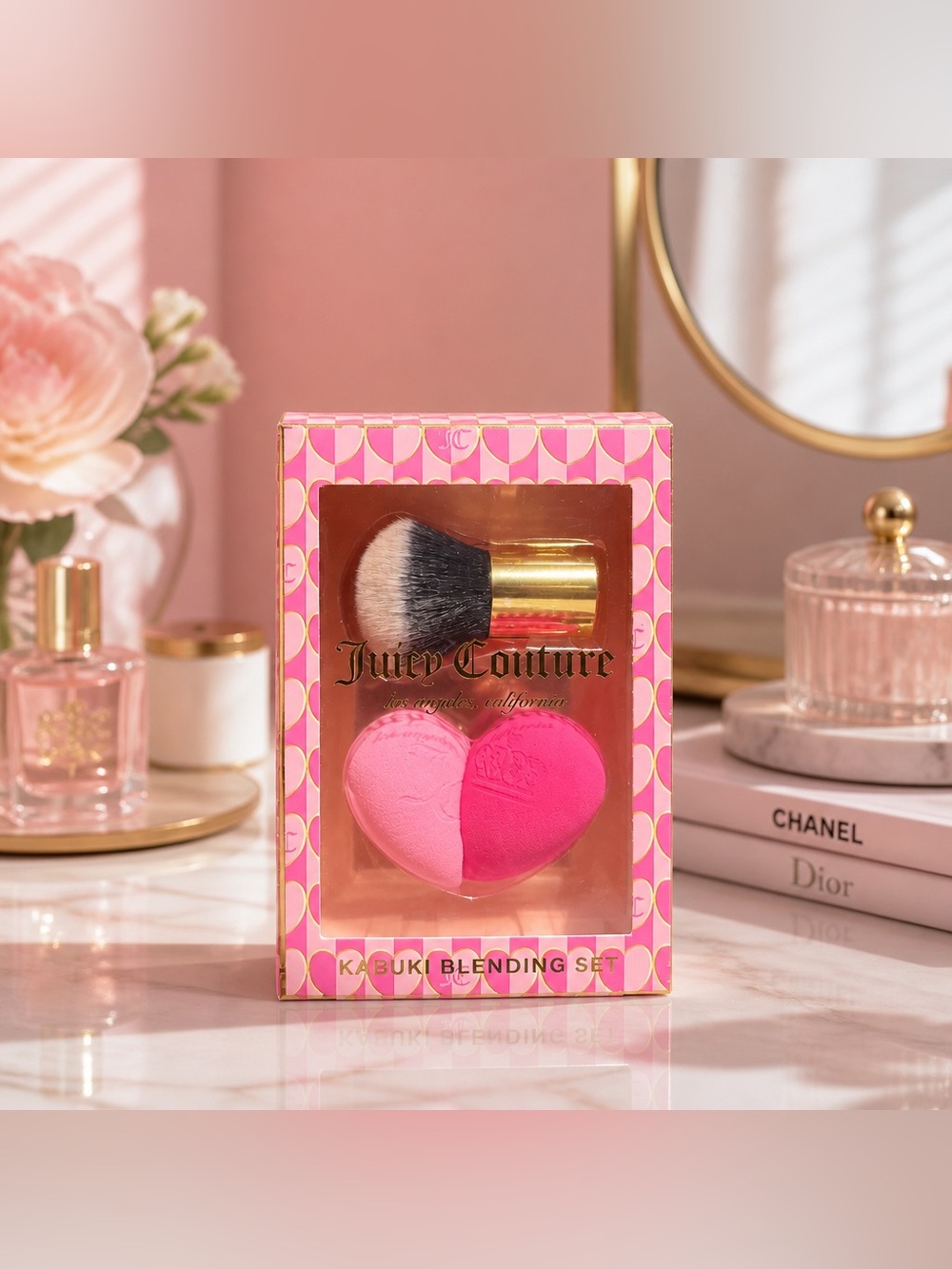 Juicy Couture Pink Heart Kabuki Brush & Blending Sponge Set